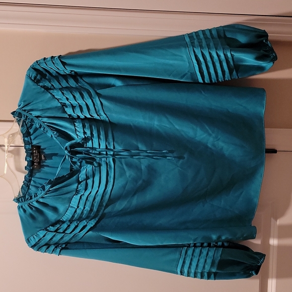 Laundry by Shelli Segal turquoise blouse - Picture 1 of 6